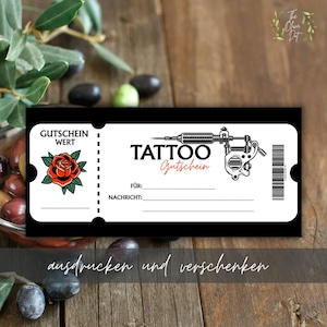 Voucher para tatuagem para imprimir | Modelo de voucher em PDF | Ideia de presente para tatuagem | Voucher digital | Voucher faça você mesmo | Voucher preto