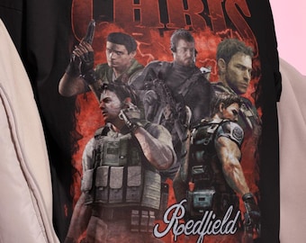 Unisex Residence Evil Chris Redfeild Bootleg T-Shirt, Gaming Shirt