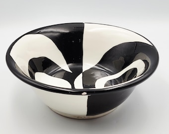 VTG Black and White "Wabi-Sabi" or "Yin-Yang" Artisan-Made Ceramic Bowl