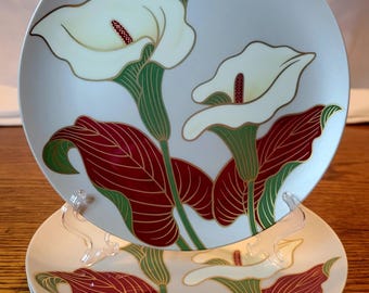 Zestaw talerzy sałatkowych VTG Fitz & Floyd „Satin Calla Lily” z 1976 r.