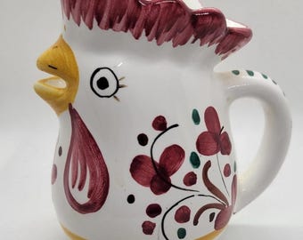 VTG Deruta Mario Sambuco Italian Pottery Colorful Rooster Porcelain Creamer