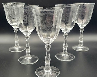 Set of VTG 1950s Fostoria "Navarre Clear" Water Goblets