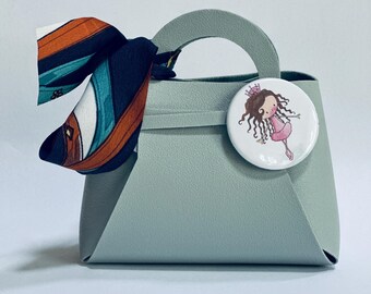 Mini Princess Purse with Button & Silk Ribbon