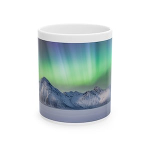 Northern Lights Mug, Scenic Snowy Mountain Coffee Cup, Cabin Decor Gift| gifts for traver| birthday gift | world traveler