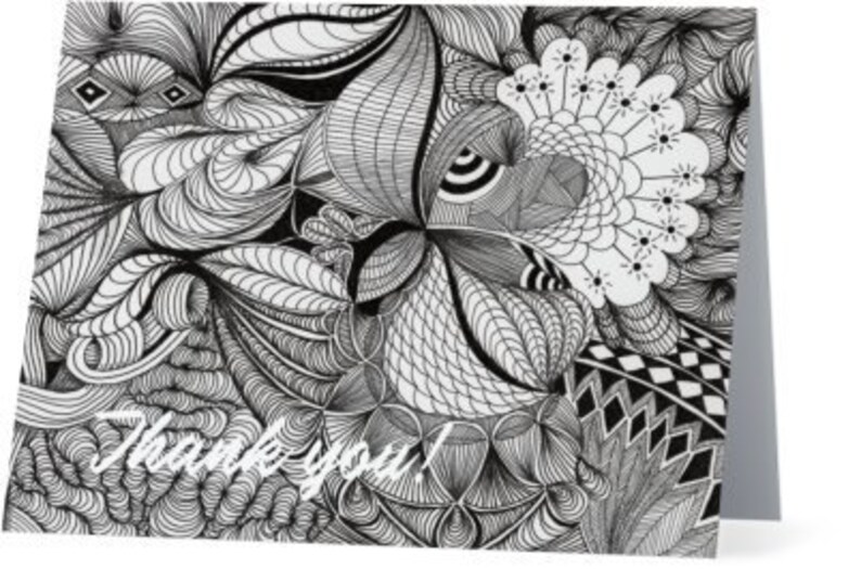 Zentangle Thank You Notecards Etsy