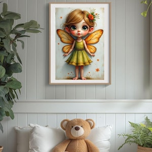 Autumn Blossom Fairy – Whimsical Kids Wall Art | Printable Nursery Fairy Print | Digital Download