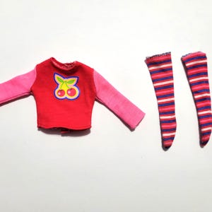 Barbie, Fruit Style Cherry, Red Shirt & Striped Socks, Vintage Toy Doll Replacement Clothes, B2989, 2002