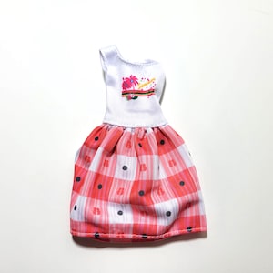 Barbie Size, Red & White Summer Dress, Toy Doll Replacement Part