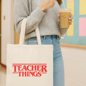 fourre-tout pour professeur | Cadeau de rentrée scolaire pour éducateurs | Sac à provisions réutilisable | Fournitures scolaires | Essentiels pour la rentrée | Choses pour le professeur