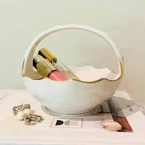 Noritake Ivory Porcelain Basket with Gold Trim