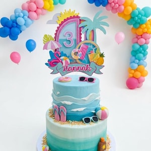 Pool Party cake Topper,Summer birthday Decoration, Teen Pool Splash Party, Summer Girl Birthday Party, Tropical Summer Party