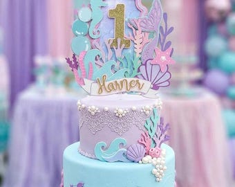 Mermaid cake topper / Mermaid Birthday decoration/ mermaid first birthday ,one mermaid cake topper,under the sea cake topper, mermaid party