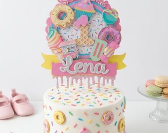candy decorations for two-year-ice cream cake topper, party, donuts cake topper, Candy Land party, sweet birthday decorations, one sweet party