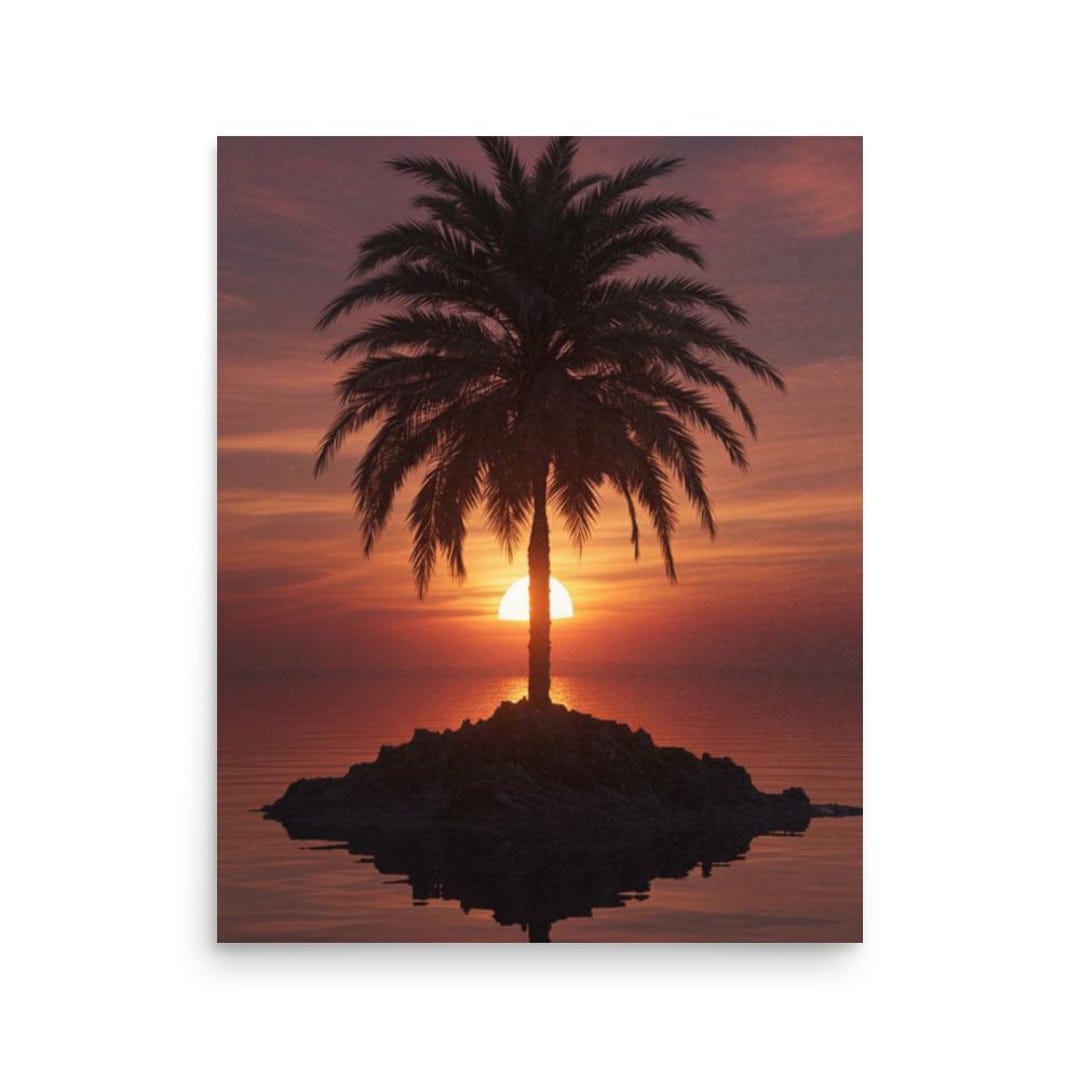 Tropical Sunset Palm Tree Poster – Beach Wall Art Print - Etsy