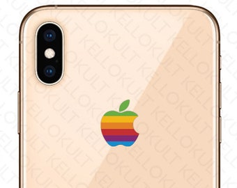 Apple iPhone XS Max Retro Rainbow Logo Decal