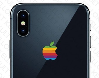 Apple iPhone X Retro Rainbow Logo Decal