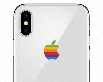 Apple iPhone XS Retro Rainbow Logo Decal
