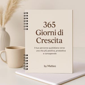 Planner Motivazionale Annuale | 365 Giorni di Crescita | Diario Gratitudine e Obiettivi Giornalieri | PDF Stampabile