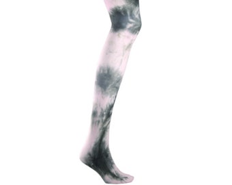 TIE DYE Tights - Pale PINK & Black - Dip dyed pantyhose, patterned, unique colorful, colourful, plus size, curvy, rainbow legs, punk, goth