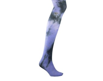 Medias TIE DYE - Color LILA - Medias teñidas por inmersión, estampadas, únicas y coloridas, tallas grandes, curvas, piernas arcoíris, punk, góticas