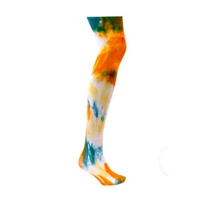 TIE DYE Tights - MISTRAL colourway - Dip dyed pantyhose, patterned, unique colorful, colourful, plus size, curvy, rainbow legs, punk, goth