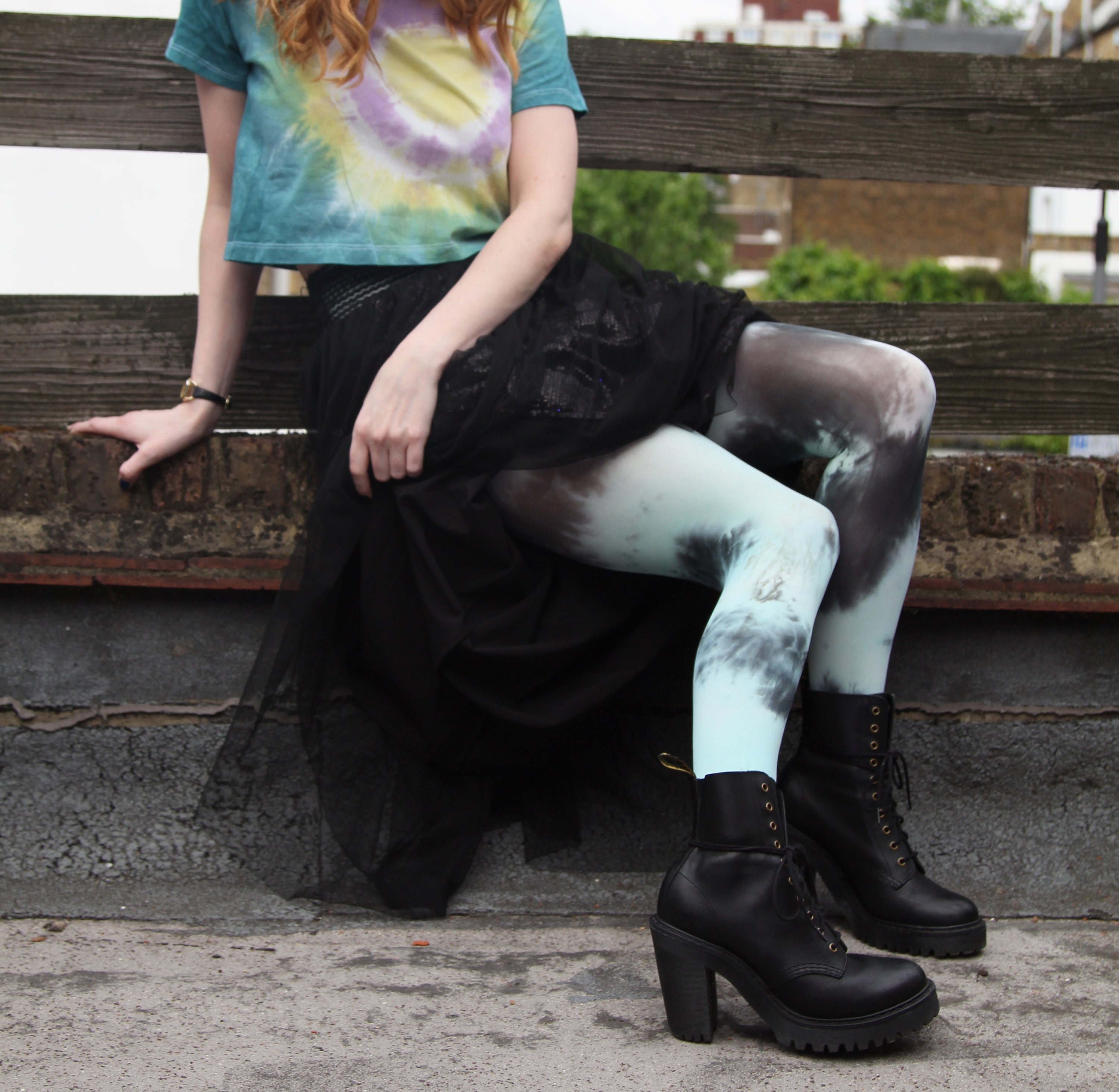 TIE DYE Tights Light BLUE Dip dyed pantyhose patterned Etsy