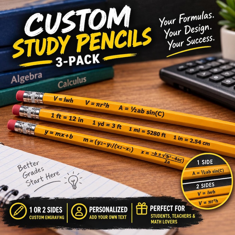 Math Engraved Pencils - Etsy