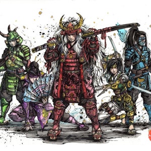 10x8&quot; Fine Art Print Samurai Power Rangers Warriors