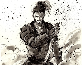 Fine Art Print 8x10 Samurai Ninja Assassin Inspired by 