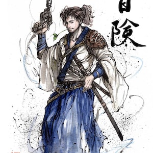 8x10 PRINT Samurai crossover Han Solo with Japanese calligraphy Adventure