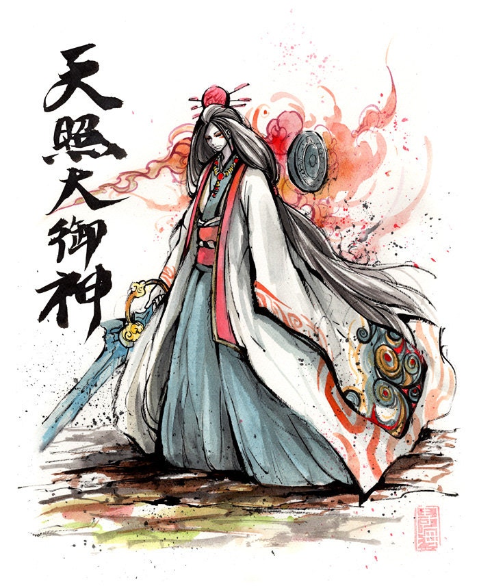So beautiful!!  Amaterasu, Okami, Ink illustrations