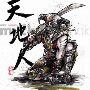 PRINT 8 x 10 Skyrim Dovahkiin Dragonborn Japanese Calligraphy style with Tenchijin
