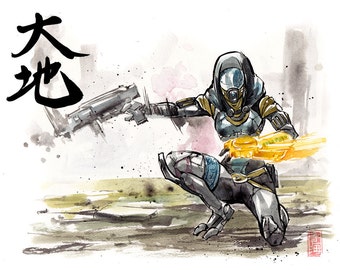 8x10 PRINT Mass Effect Tali Japanese Calligraphy Daichi great earth