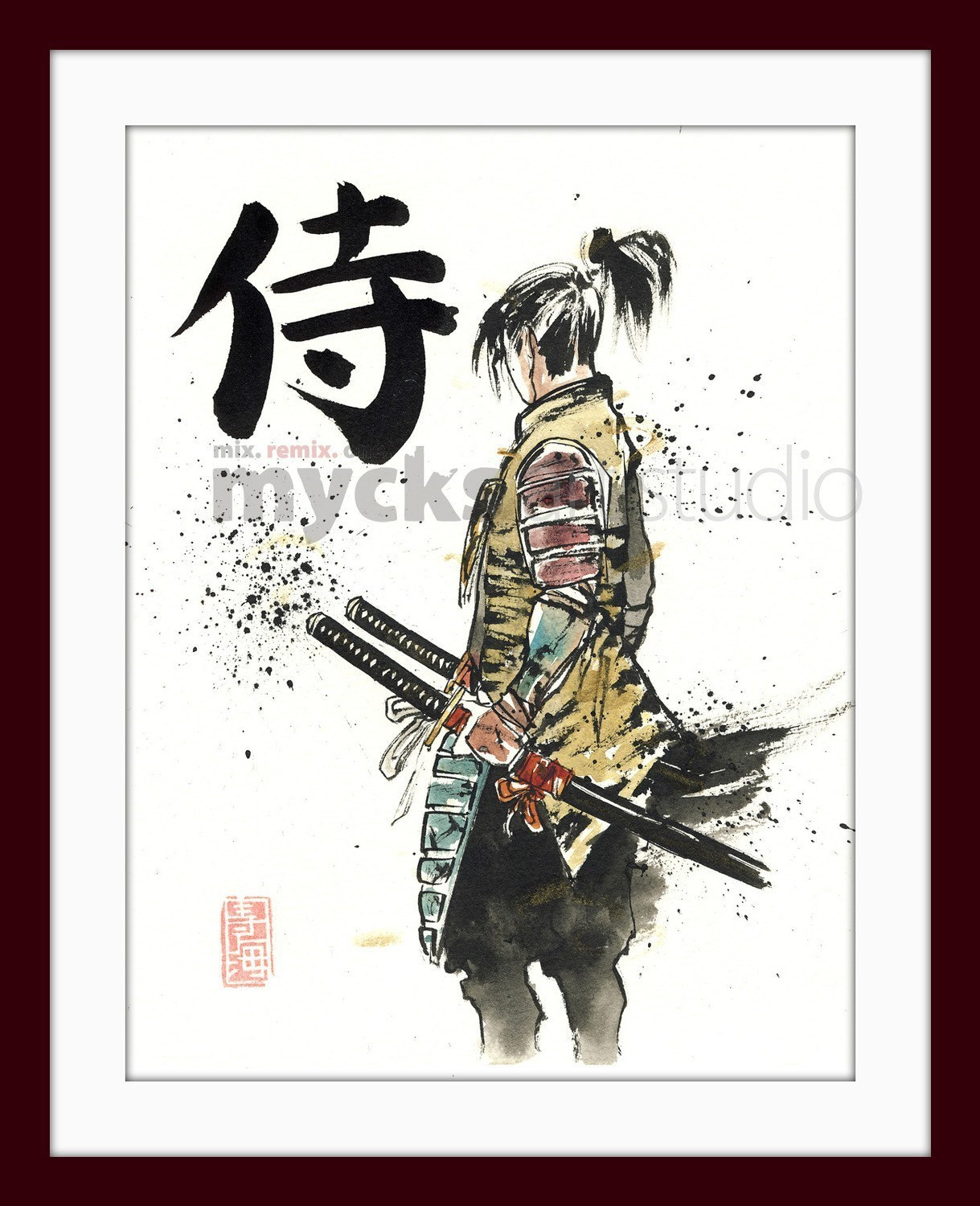 PRINT SAMURAI 墨絵による書道 - Etsy 日本