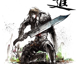 Squall From Final Fantasy VIII With Japanese Calligraphy - Etsy