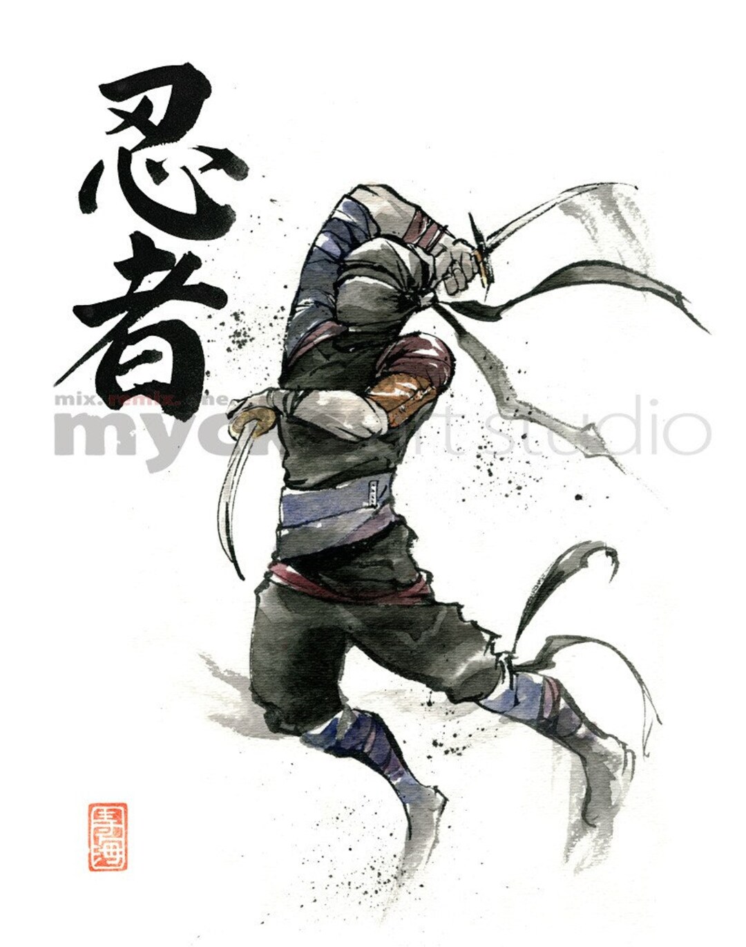 PRINT 8x10 NINJA Japanese Calligraphy by Mycks - Etsy