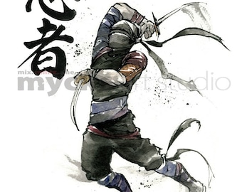 PRINT 8x10 NINJA Japanese Calligraphy by Mycks