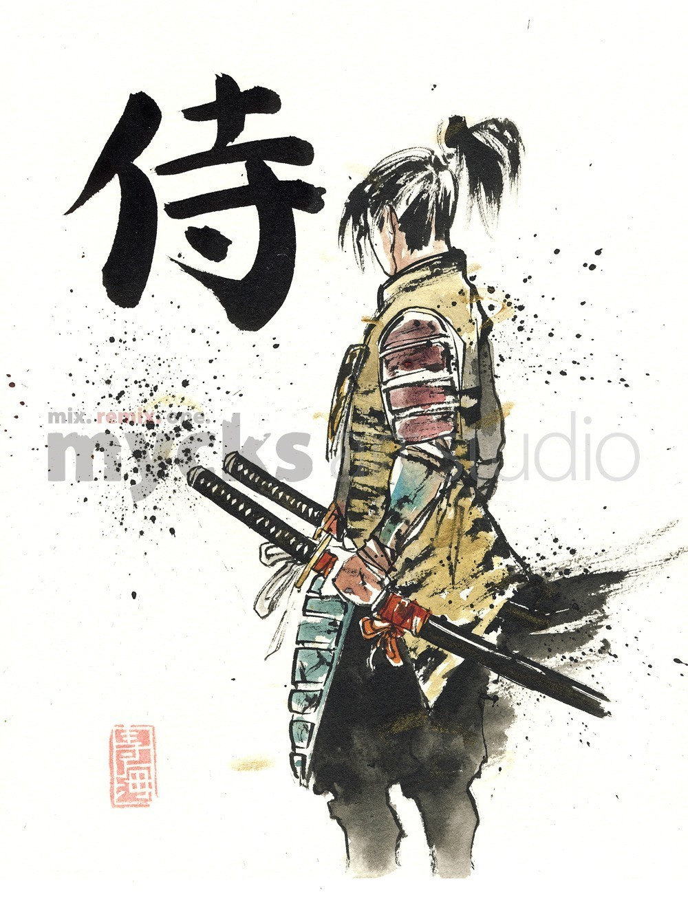 PRINT SAMURAI 墨絵による書道 - Etsy 日本