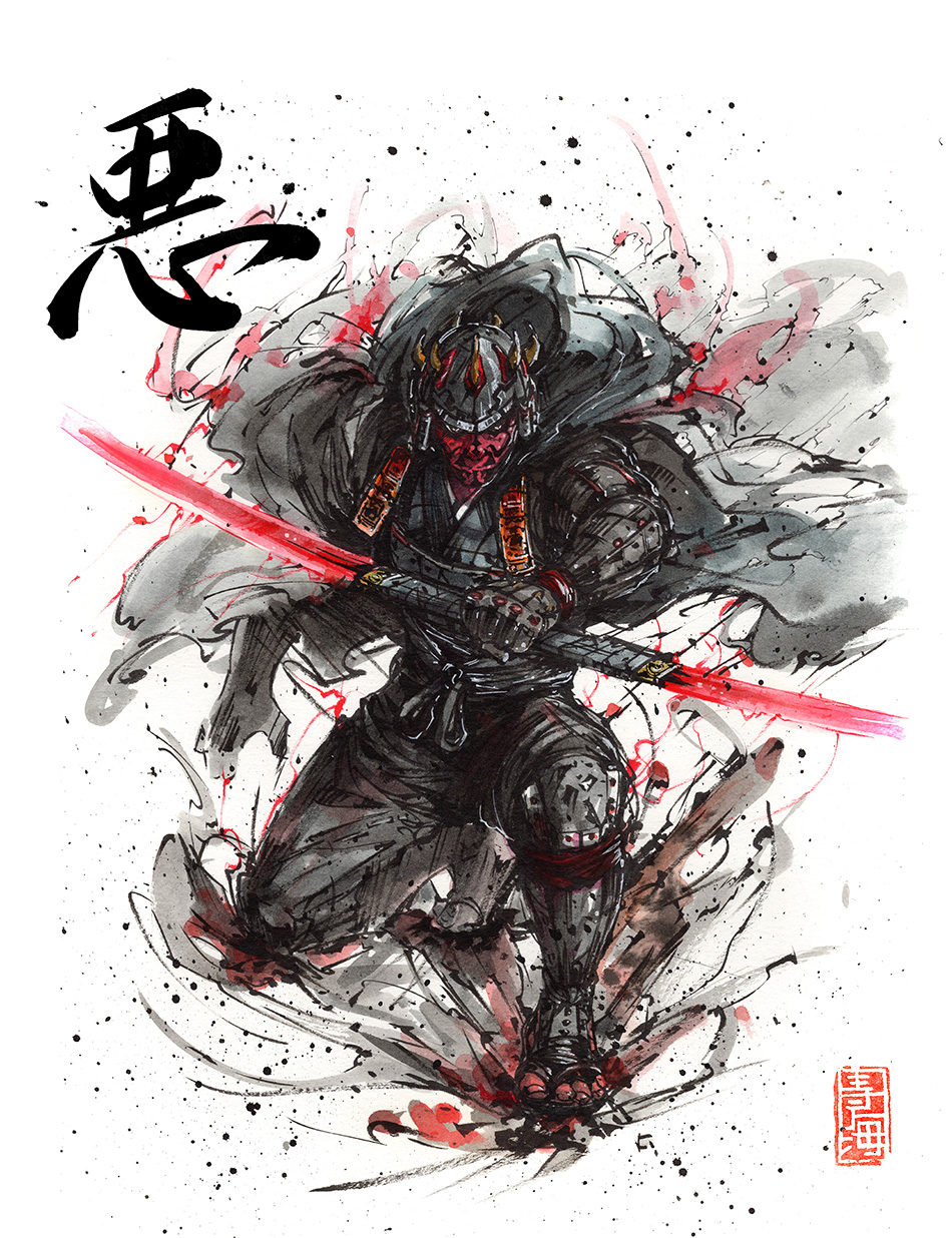Print 8x10 In. Evil Samurai Sith Lord Maul With Calligraphy - Etsy