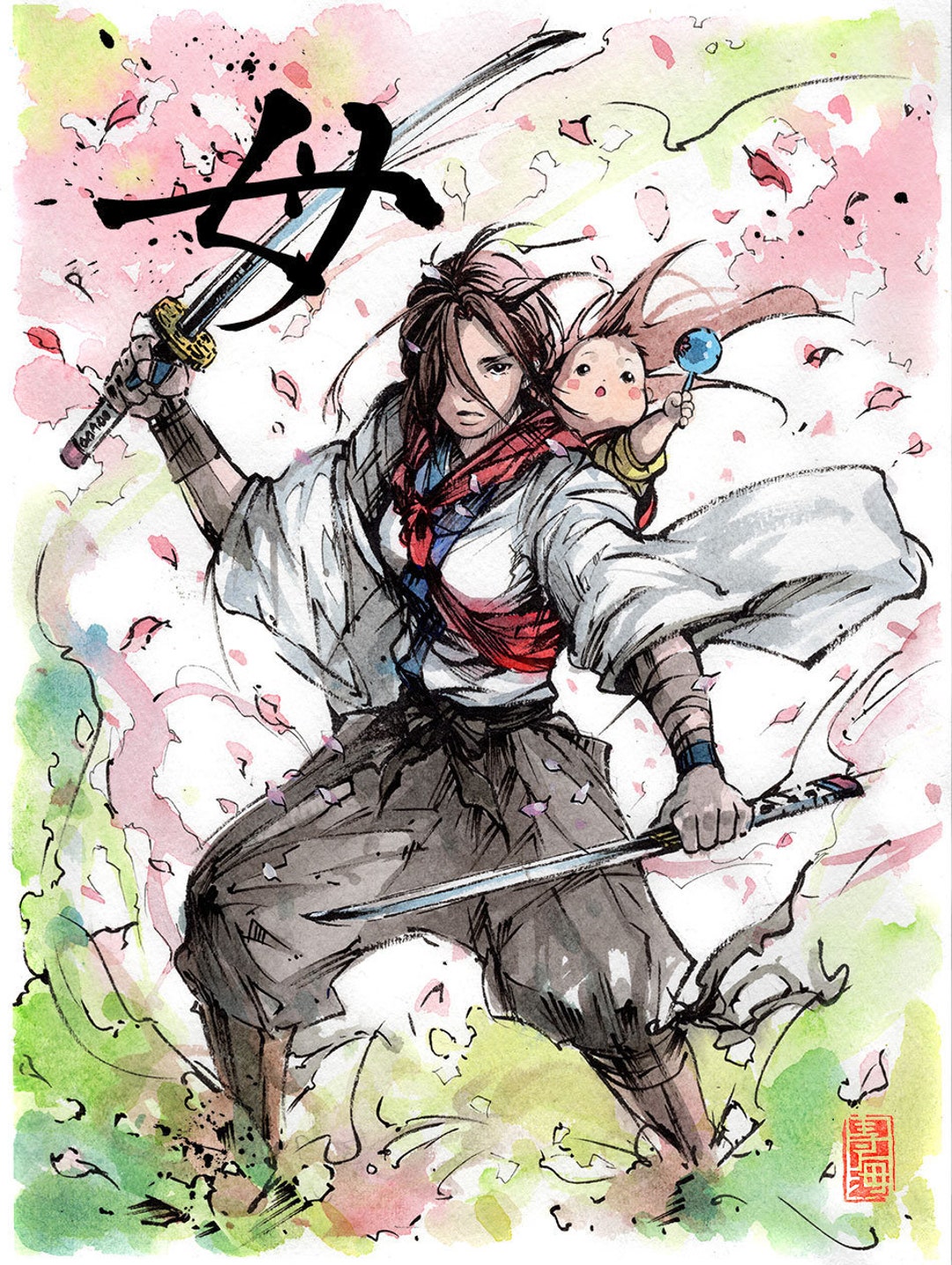 8x10 Print Mother Samurai With Japanese Calligraphy - Etsy