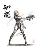 8x10 PRINT Mass Effect EDI Japanese Calligraphy Intelligence
