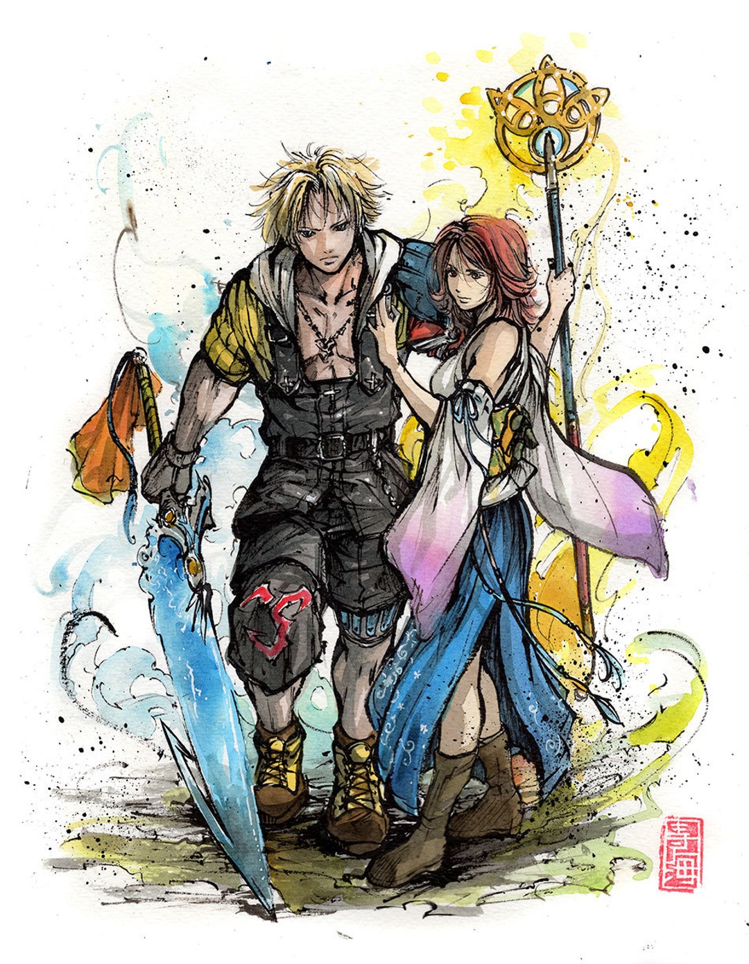 ファイナルファンタジーⅩ　ティーダ　ユウナ　公式キャラアート　3枚セット ファイナルファンタジーⅩ　ティーダ　ユウナ　公式キャラアート　3枚セット