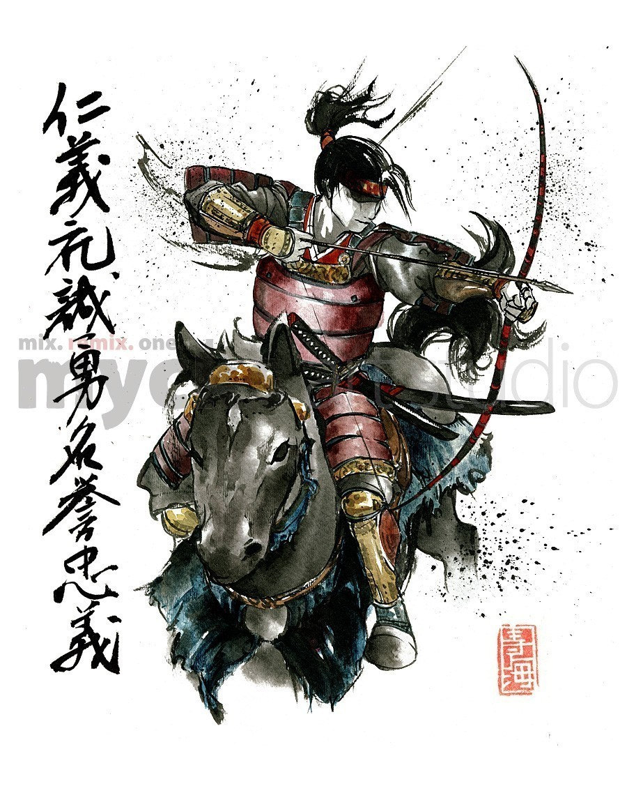 武者絵 ホーム＆キッチン 馬に乗った武士の掛け軸(色紙代込み)