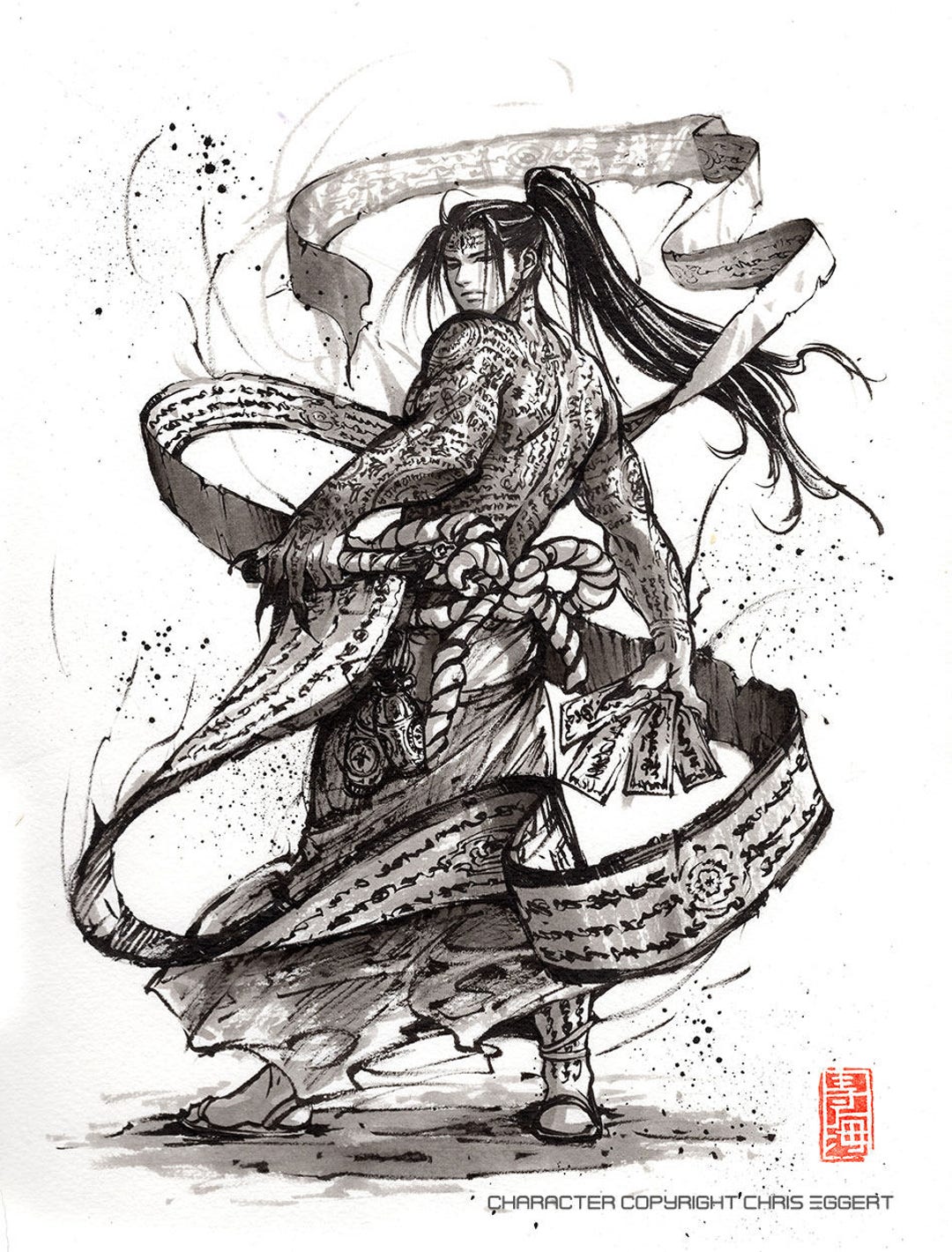 武者絵下絵図譜 Japan Warrior Arts in Outline Outline Samurai Warrior with Spear Action 3093929 Vector Art at
