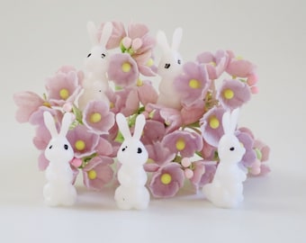 Vintage 1/2" Bunnies for Crafts, Dolls or Display, Set of 5 Teeny Tiny Rabbits