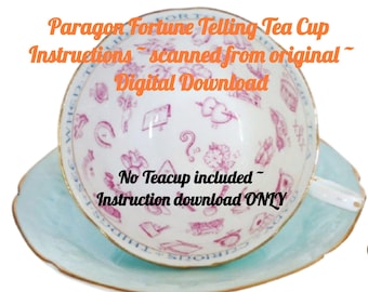 Vintage Paragon Fortune Telling Tea Cup Instructions, Digital Download Instruction Pamphlet, Instant Download No Teacup included