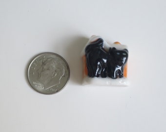 Miniature 3/4" Halloween House , Mini Porcelain Figurine, Teeny Tiny House, SwirlingOrange11