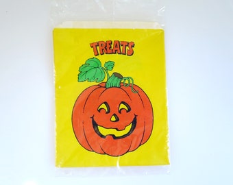 Vintage Halloween Treat Bags by Hallmark USA, NIP Pumpkin Ephemera, Party Favor Bags
