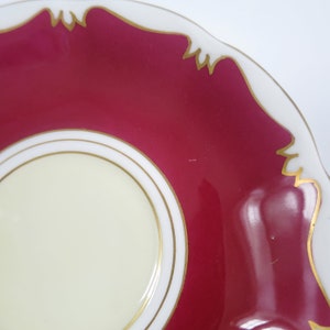 Vintage Tea Cup and Saucer by Royal Albert England, Burgundy Cream and White Teacup Set image 8