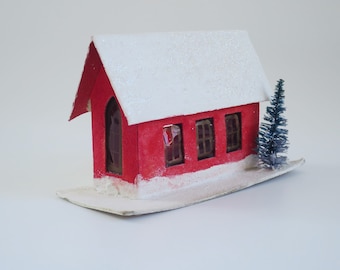 Vintage Japan Putz House, Mini Cardboard Village, New Home Gift Ideas, Imperfect